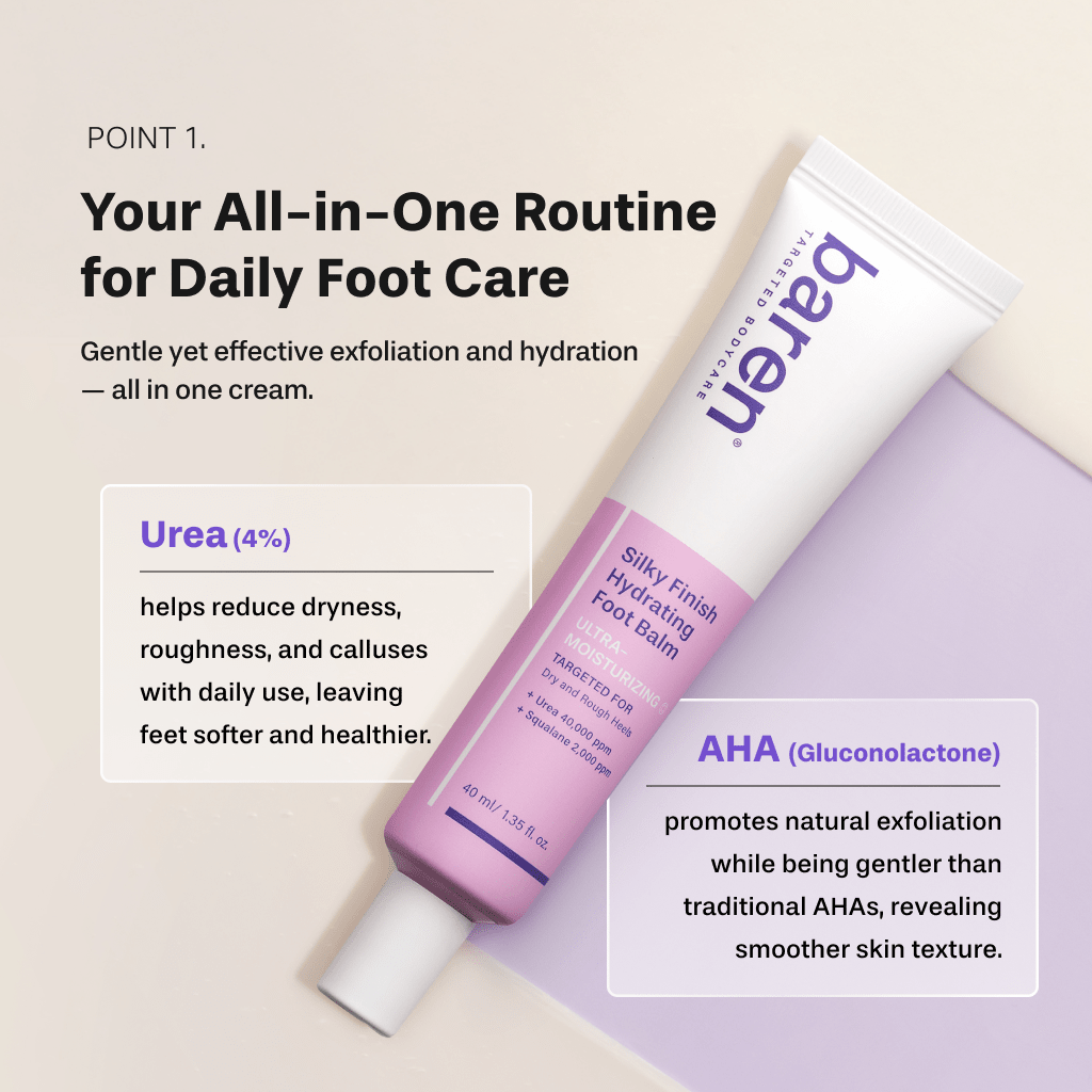 Baren Silky Finish Hydrating Foot Balm 40ml بارين بلسم مرطب للقدمين بلمسة نهائية حريرية - Princess Cosmetics Qatar