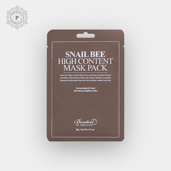 Benton Snail Bee High Content Mask Pack (1 Sheet). بينتون قناع الحلزون النحلي عالي المحتوى (ورقة واحدة) - Princess Cosmetics Qatar