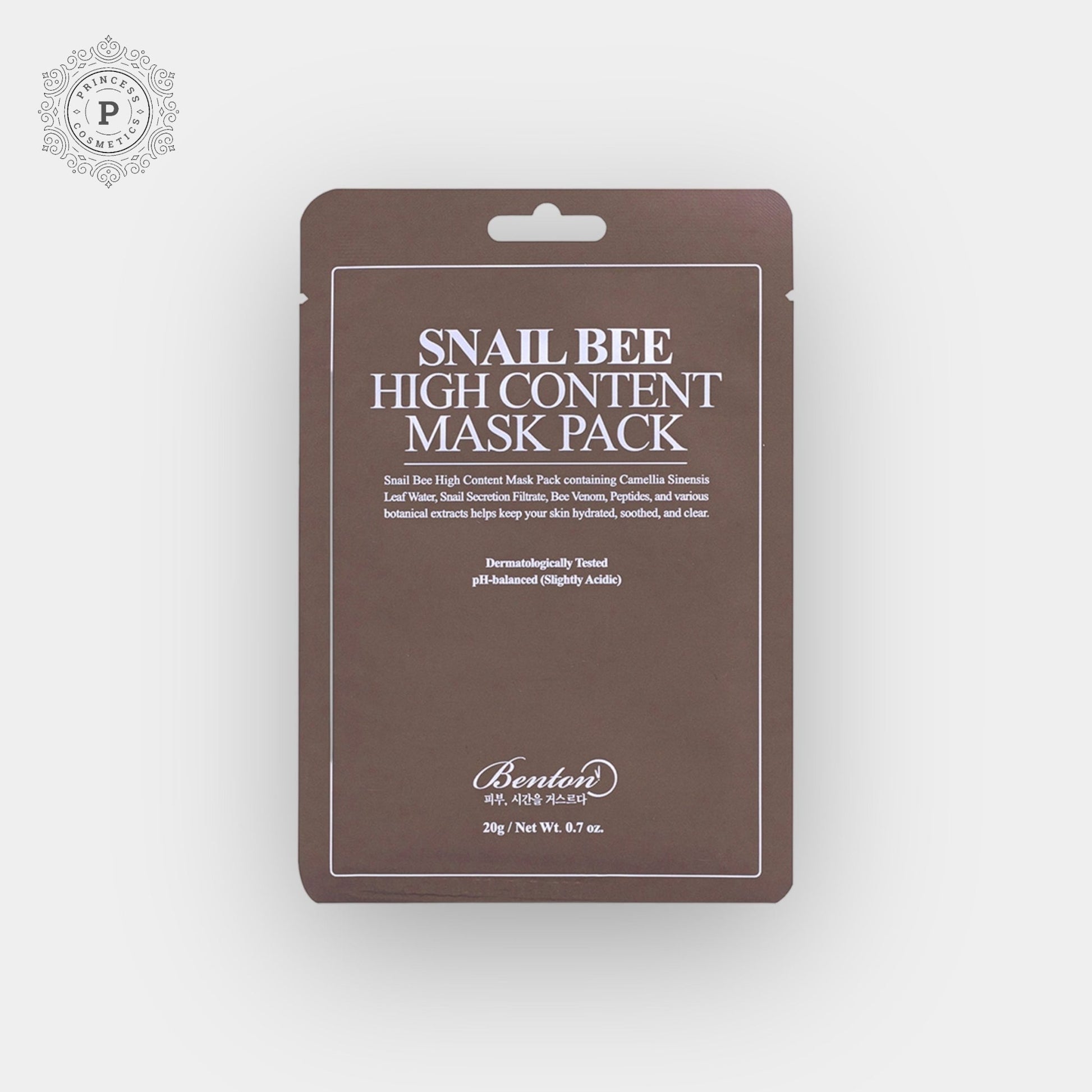 Benton Snail Bee High Content Mask Pack (1 Sheet). بينتون قناع الحلزون النحلي عالي المحتوى (ورقة واحدة) - Princess Cosmetics Qatar