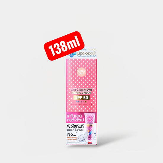 (BIG SIZE) Cathy Doll L - Glutathione Magic Cream SPF 50 PA+++ 138ml كريم كاثي دول إل - جلوتاثيون السحري بعامل حماية من الشمس 50 PA+++ - Princess Cosmetics Qatar