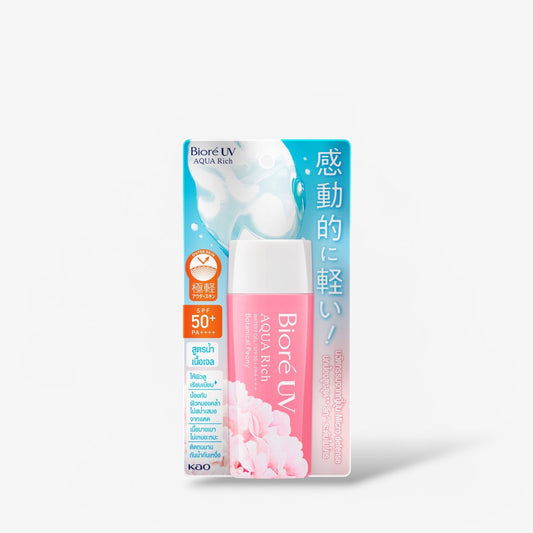 Biore UV Aqua Rich Watery Gel Botanical Peony SPF50+PA++++ 90ml بيوريه يو في أكوا ريتش ووتر جل بوتانيكا برائحة الفاوانيا - Princess Cosmetics Qatar