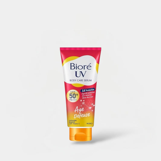 Biore UV Body Care Serum Age Defense 150ml سيروم بيوري للعناية بالجسم بالأشعة فوق البنفسجية والحماية من علامات التقدم في السن - Princess Cosmetics Qatar