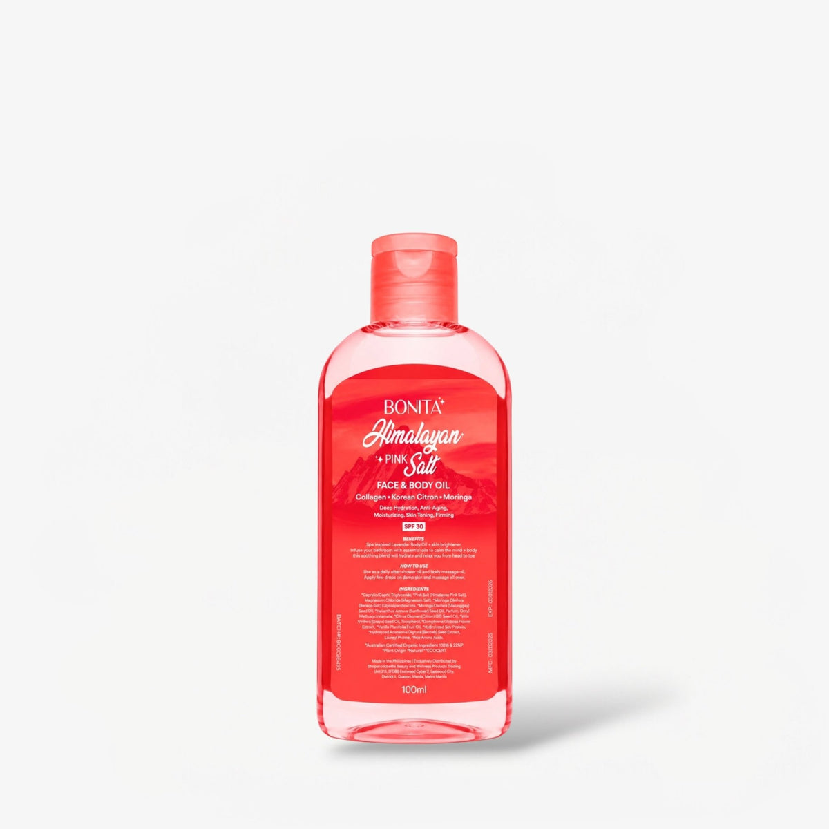 Bonita Himalayan Pink Salt Face & Body Oil 100ml زيت بونيتا للوجه والجسم بملح الهيمالايا الوردي - Princess Cosmetics Qatar