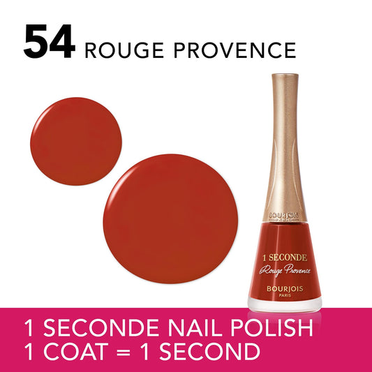 Bourjois 1 Second French Riviera Nail Polish - 54 Rouge Provence بورجوا طلاء أظافر 1 ثانية فرنش ريفييرا - 54 روج بروفانس - Princess Cosmetics Qatar