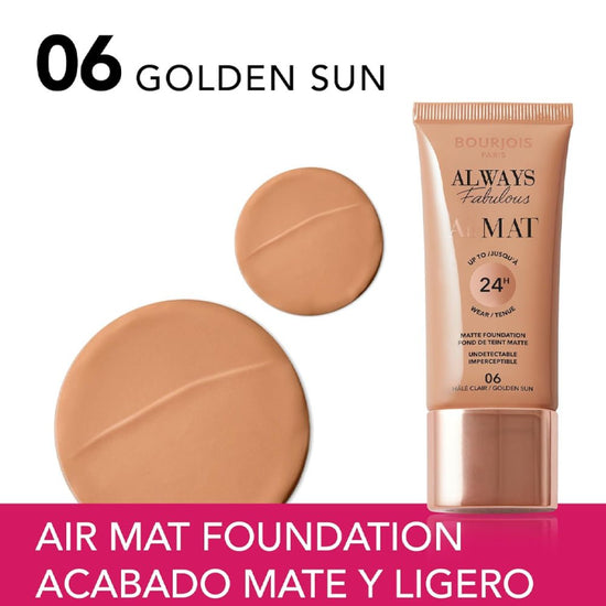 Bourjois Always Fabulous Air Mat Matte Foundation بورجوا أولويز فابولوس إير مات – كريم أساس مطفي - Princess Cosmetics Qatar