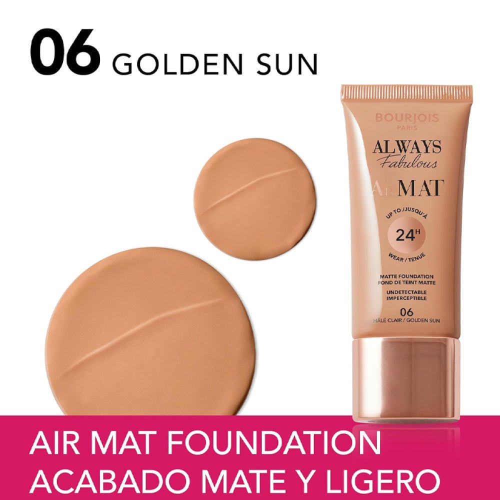 Bourjois Always Fabulous Air Mat Matte Foundation بورجوا أولويز فابولوس إير مات – كريم أساس مطفي - Princess Cosmetics Qatar