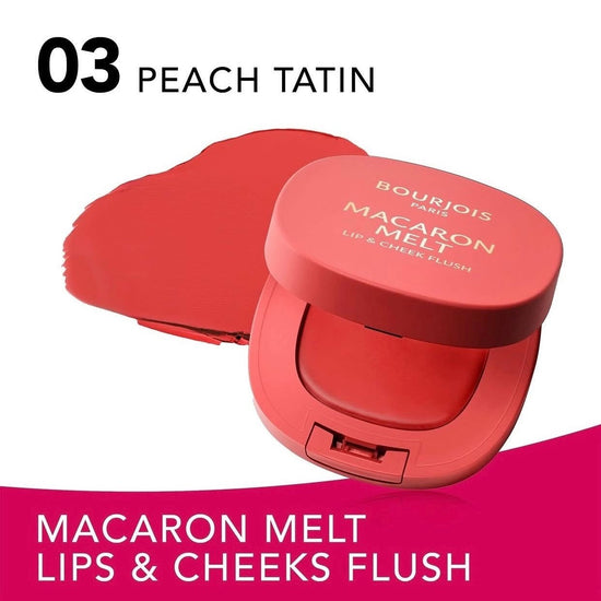 Bourjois Macaron Melt Lip & Cheeks Flush بورجوا ماكارون ميلت – أحمر خدود للشفاه والخدود - Princess Cosmetics Qatar