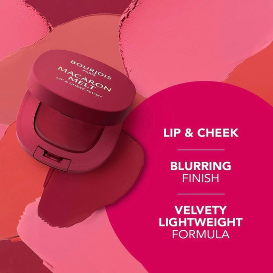 Bourjois Macaron Melt Lip & Cheeks Flush بورجوا ماكارون ميلت – أحمر خدود للشفاه والخدود - Princess Cosmetics Qatar