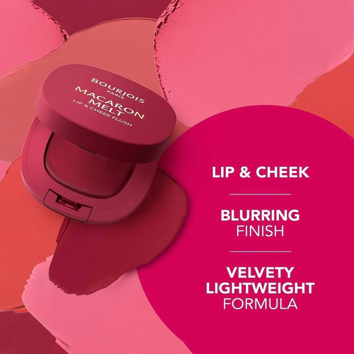 Bourjois Macaron Melt Lip & Cheeks Flush بورجوا ماكارون ميلت – أحمر خدود للشفاه والخدود - Princess Cosmetics Qatar