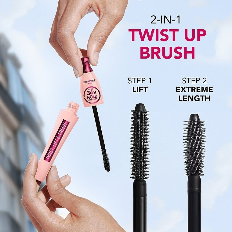 Bourjois Twist, Lift & Freeze 36Hr Hold Mascara بورجوا تويست، ليفت آند فريز ماسكارا بثبات لمدة 36 ساعة - Princess Cosmetics Qatar