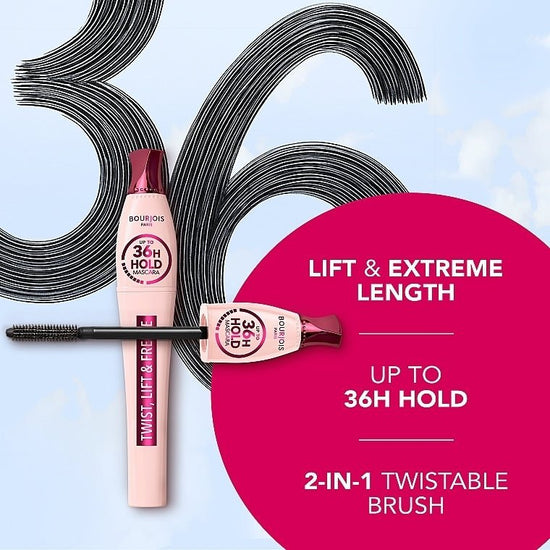 Bourjois Twist, Lift & Freeze 36Hr Hold Mascara بورجوا تويست، ليفت آند فريز ماسكارا بثبات لمدة 36 ساعة - Princess Cosmetics Qatar