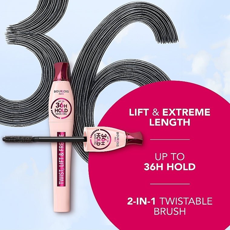 Bourjois Twist, Lift & Freeze 36Hr Hold Mascara بورجوا تويست، ليفت آند فريز ماسكارا بثبات لمدة 36 ساعة - Princess Cosmetics Qatar