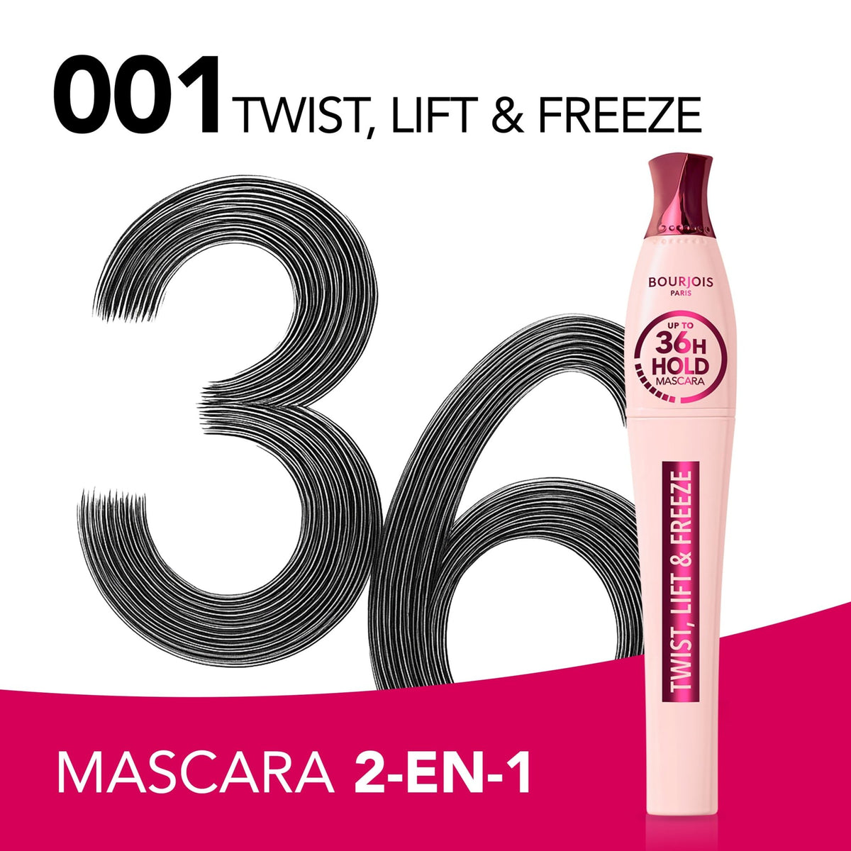 Bourjois Twist, Lift & Freeze 36Hr Hold Mascara بورجوا تويست، ليفت آند فريز ماسكارا بثبات لمدة 36 ساعة - Princess Cosmetics Qatar