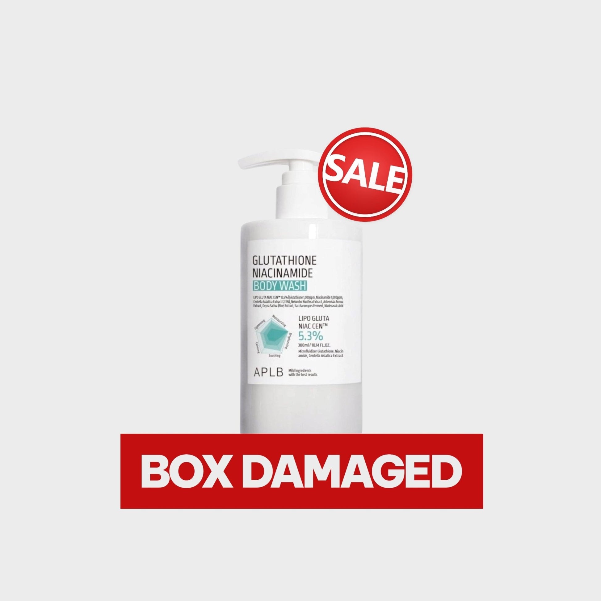 (BOX DAMAGE) APLB Glutathione Niacinamide Body Wash 300ml غسول الجسم APLB الجلوتاثيون النياسيناميد - Princess Cosmetics Qatar