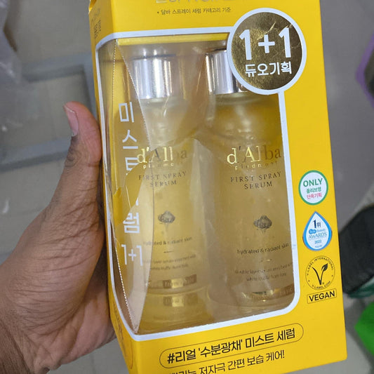 (BOX DAMAGE) d’Alba White Truffle First Spray Serum Pack (100ml x 2pcs) مجموعة سيروم دالبا وايت ترافل للرشة الأولى - Princess Cosmetics Qatar
