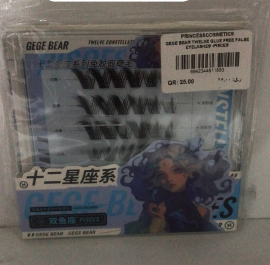 (BOX DAMAGE) Gege Bear Twelve Constellations Glue Free False Eyelashes - Pisces رموش صناعية بدون غراء من مجموعة "جيجي بير" للأبراج الاثني عشر - برج الحوت - Princess Cosmetics Qatar