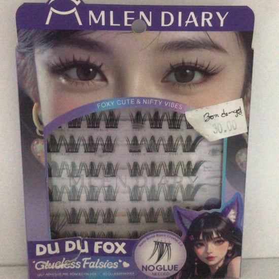 (BOX DAMAGE) Mlen Diary Du Du Fox Glueless Falsies يوميات ملين دو دو فوكس تزوير غراء - Princess Cosmetics Qatar