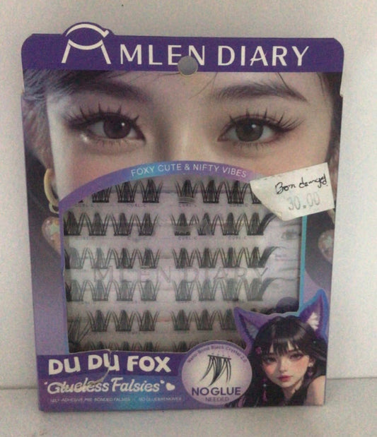 (BOX DAMAGE) Mlen Diary Du Du Fox Glueless Falsies يوميات ملين دو دو فوكس تزوير غراء - Princess Cosmetics Qatar