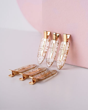 Brushworks Gold Flake No Crease Clips (6 Pack). برشوركس مشابك رقائق الذهب بدون تجعد (6 عبوات) - Princess Cosmetics Qatar