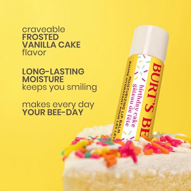 Burt’s Bees Birthday Cake Lip Balm مرطب شفاه بيرتس بيز بنكهة كعكة عيد الميلاد - Princess Cosmetics Qatar
