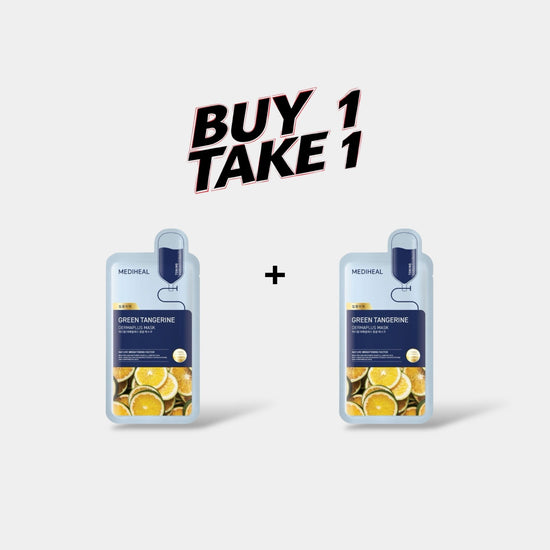 (BUY 1 GET 1) Mediheal Green Tangerine Dermaplus Mask. ميديهيل الأخضر اليوسفي قناع ديرما بلس - Princess Cosmetics Qatar