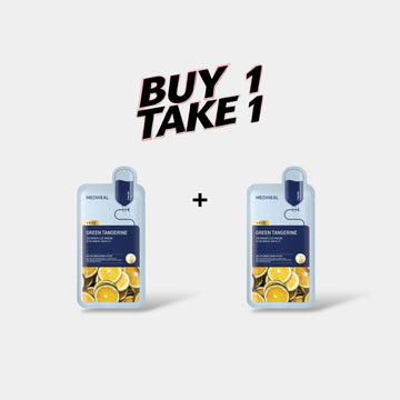 (BUY 1 GET 1) Mediheal Green Tangerine Dermaplus Mask. ميديهيل الأخضر اليوسفي قناع ديرما بلس - Princess Cosmetics Qatar