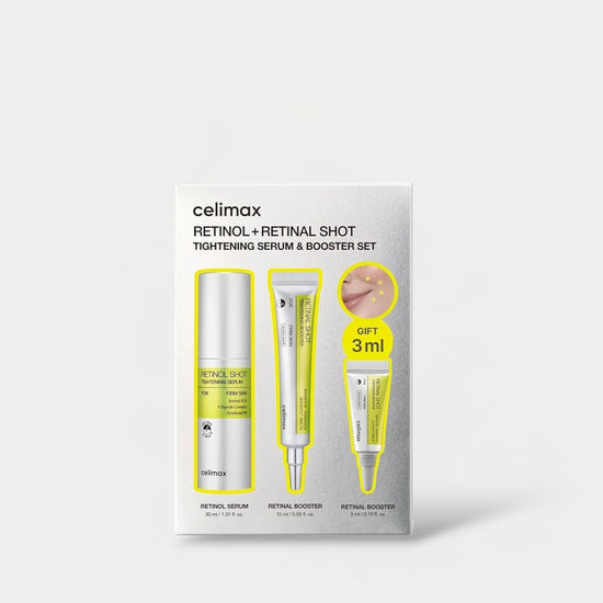 Celimax The Vita-A Retinol + Retinal Shot Tightening Serum & Booster Set سيليماكس ذا فيتا-إيه ريتينول + ريتينال شوت – مجموعة سيروم وبوستر لشد البشرة - Princess Cosmetics Qatar