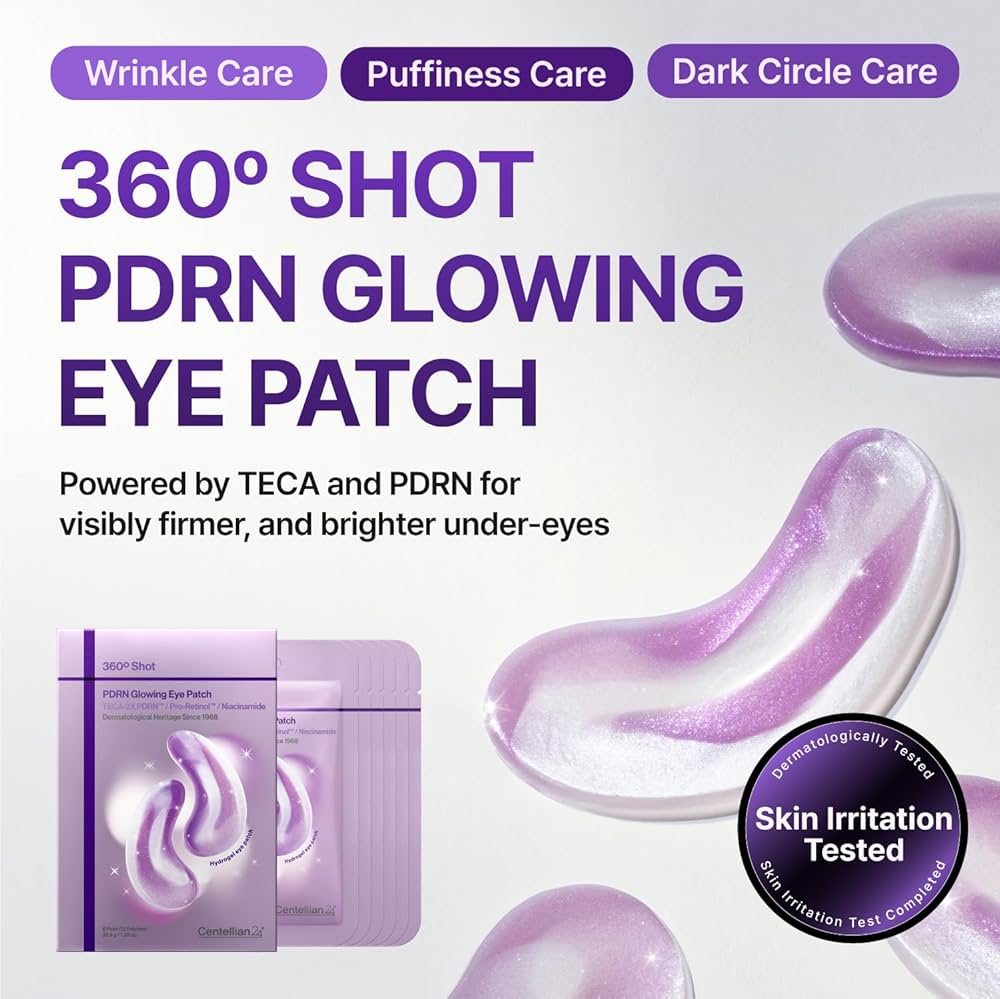 Centellian24 360 Shot PDRN Glowing Eye Patch Set (12 Patches) مجموعة رقعة العين المتوهجة سنتيليان 24، لقطة 360 درجة، شرطة PDRN - Princess Cosmetics Qatar