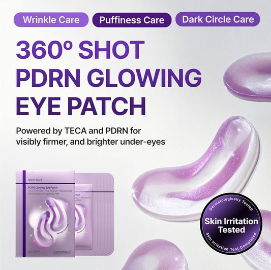 Centellian24 360 Shot PDRN Glowing Eye Patch Set (12 Patches) مجموعة رقعة العين المتوهجة سنتيليان 24، لقطة 360 درجة، شرطة PDRN - Princess Cosmetics Qatar