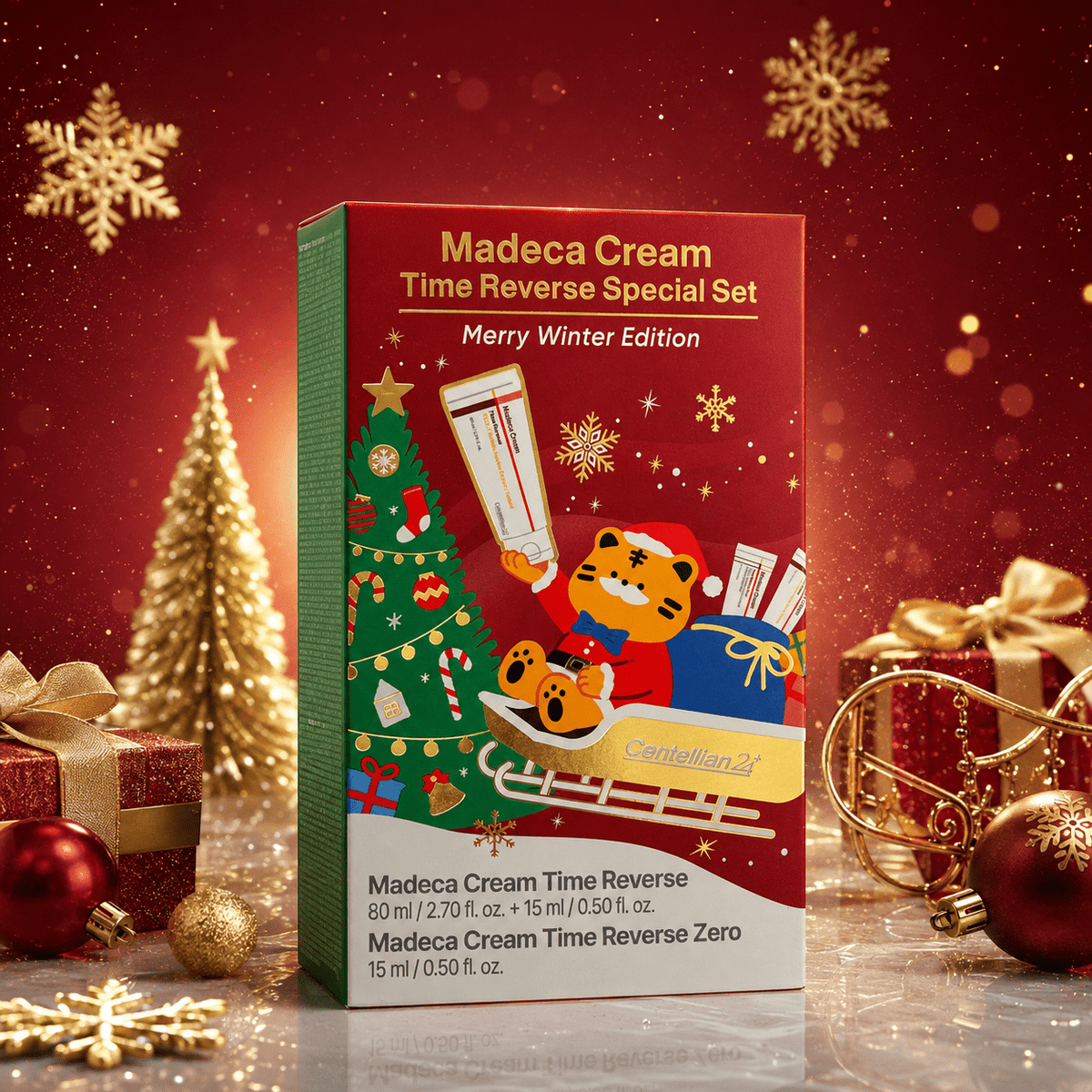 Centellian24 Madeca Cream Time Reverse Set (Merry Winter Edition) سنتيليان24 مجموعة كريم ماديكا تايم ريفيرس (إصدار الشتاء السعيد) - Princess Cosmetics Qatar