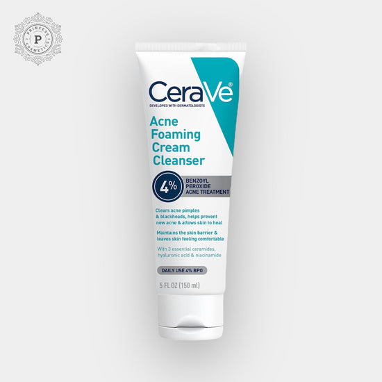 CeraVe Acne Foaming Cream Cleanser 4% BP 150ml. منظف كريم رغوي لعلاج حب الشباب من سيرافي 4%، 150 مل. - Princess Cosmetics Qatar