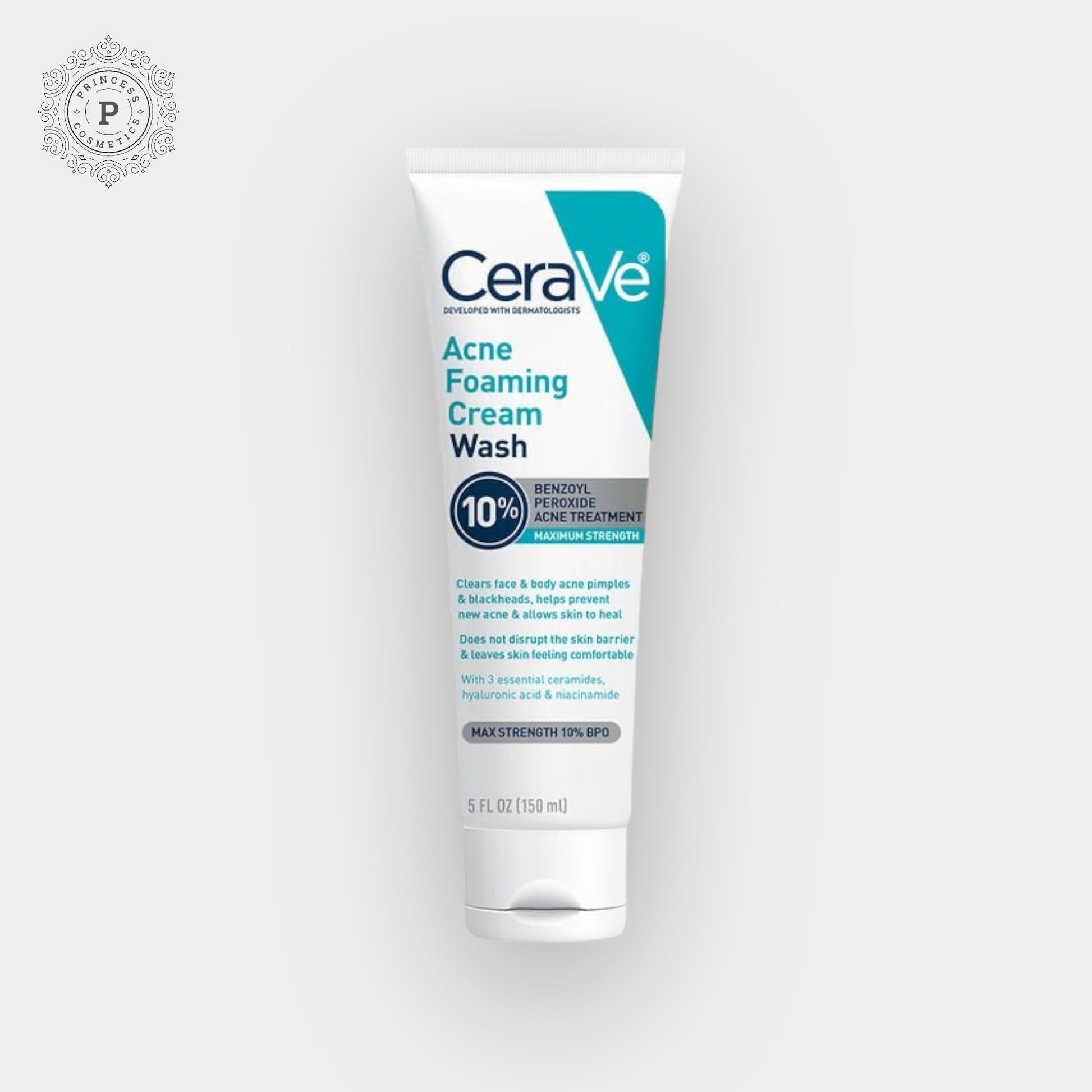 CeraVe Acne Foaming Cream Wash 10% 150ml كريم غسول رغوي لعلاج حب الشباب من سيرافيه بتركيز 10%، 150 مل - Princess Cosmetics Qatar