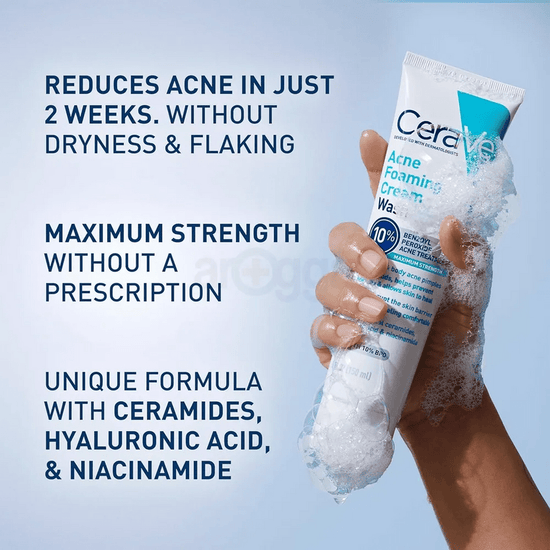 CeraVe Acne Foaming Cream Wash 10% BP 150ml غسول كريم رغوي لعلاج حب الشباب من سيرافي ١٠٪؜ - Princess Cosmetics Qatar