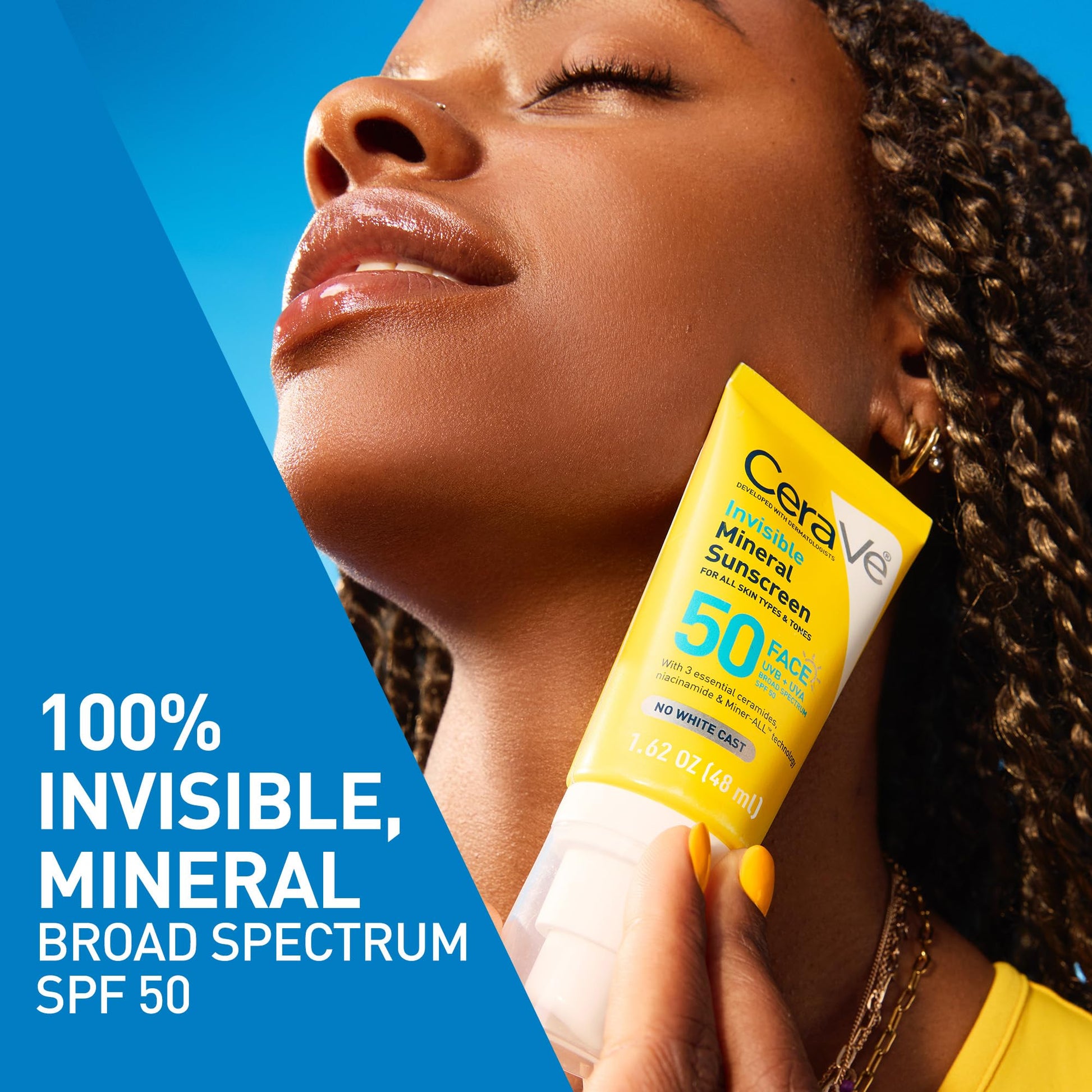 CeraVe Invisible Mineral Sunscreen SPF50 48ml واقي الشمس المعدني غير المرئي من سيرافي - Princess Cosmetics Qatar
