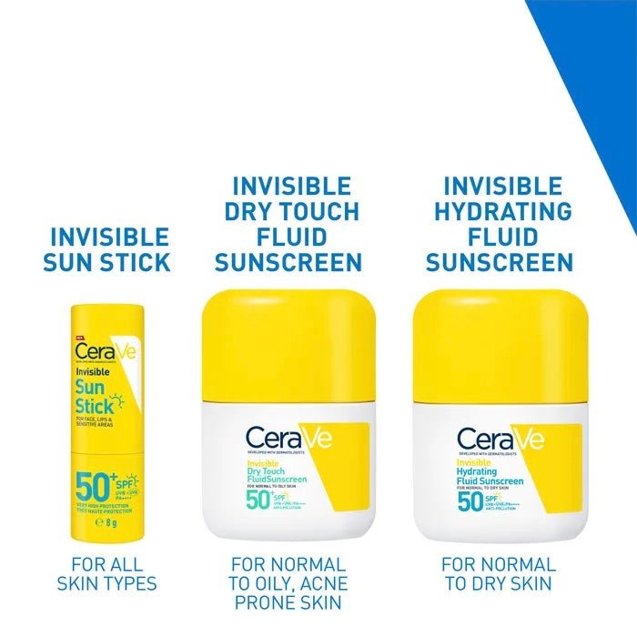 Cerave Invisible Sun Stick SPF50+ 8g سيرافي ستيك واقي شمس غير مرئي بمعامل حماية SPF50+ - Princess Cosmetics Qatar