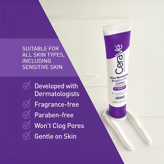 Cerave Skin Renewing Brightening Lotion with Sunscreen 40ml سيرافي لوشن مُجدِّد ومُفتِّح للبشرة مع واقي من الشمس - Princess Cosmetics Qatar