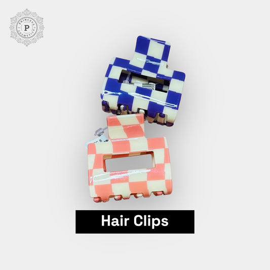 Checkered Small Hair Claw Clips. متقلب مقاطع مخلب الشعر الصغيرة - Princess Cosmetics Qatar