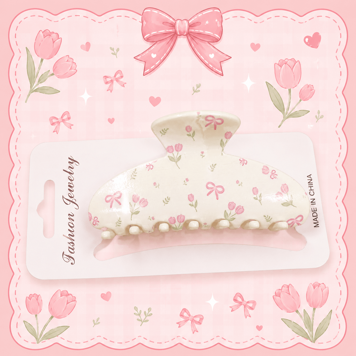 Cherry-Checkered Hair Clips مشابك شعر بنقشة مربعات الكرز - Princess Cosmetics Qatar