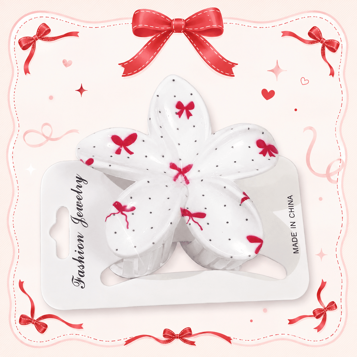 Cherry-Checkered Hair Clips مشابك شعر بنقشة مربعات الكرز - Princess Cosmetics Qatar