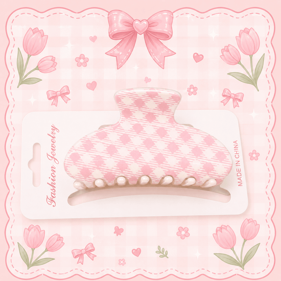 Cherry-Checkered Hair Clips مشابك شعر بنقشة مربعات الكرز - Princess Cosmetics Qatar