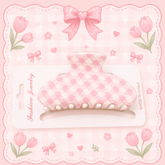 Cherry-Checkered Hair Clips مشابك شعر بنقشة مربعات الكرز - Princess Cosmetics Qatar