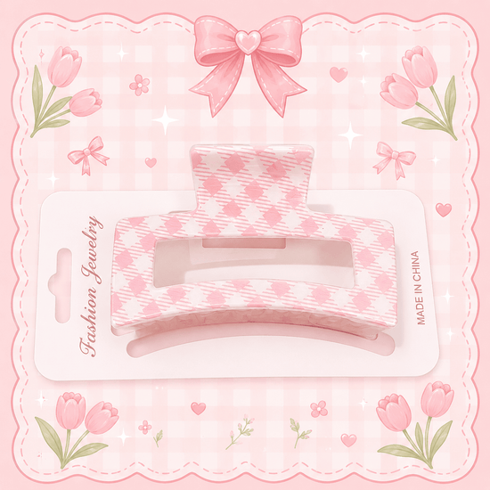 Cherry-Checkered Hair Clips مشابك شعر بنقشة مربعات الكرز - Princess Cosmetics Qatar