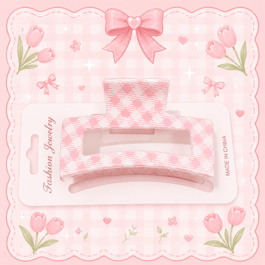 Cherry-Checkered Hair Clips مشابك شعر بنقشة مربعات الكرز - Princess Cosmetics Qatar