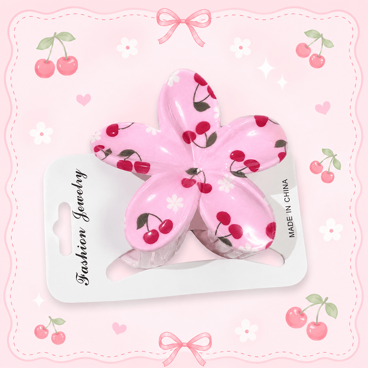 Cherry-Checkered Hair Clips مشابك شعر بنقشة مربعات الكرز - Princess Cosmetics Qatar
