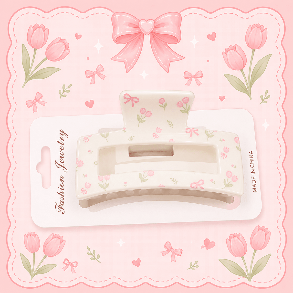 Cherry-Checkered Hair Clips مشابك شعر بنقشة مربعات الكرز - Princess Cosmetics Qatar