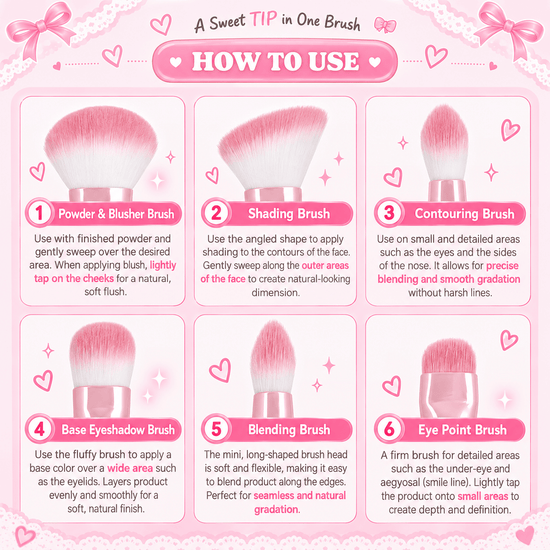Coringco Pink Roll Make Up Brush Set (6pcs) طقم فرش مكياج كورينكو بينك رول - Princess Cosmetics Qatar
