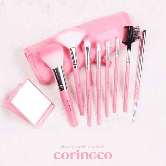 Coringco Sweet Pink Brush Set مجموعة فرش كورينكو باللون الوردي الفاتح - Princess Cosmetics Qatar
