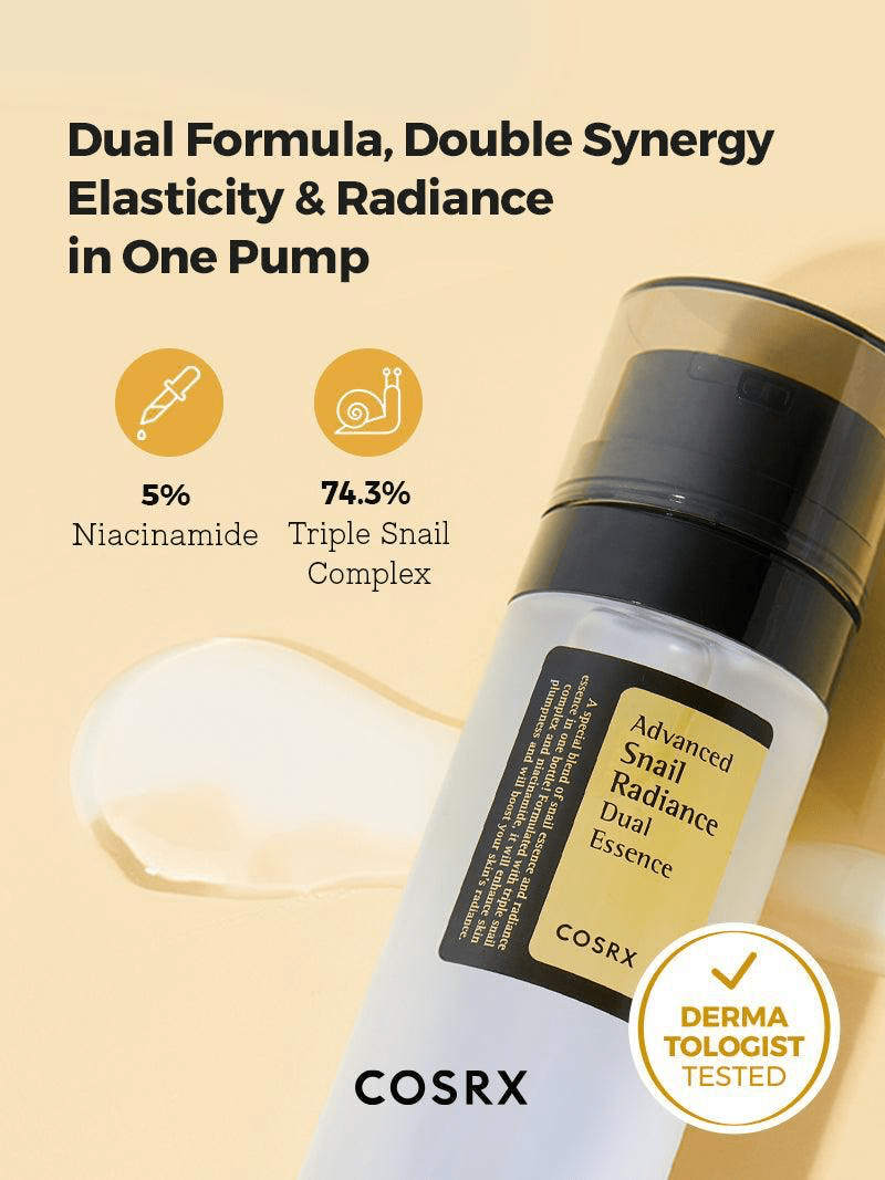 Cosrx Advanced Snail Radiance Dual Essence 80ml كوسركس أدفانسد سنيل راديانس ثنائي الجوهر - Princess Cosmetics Qatar