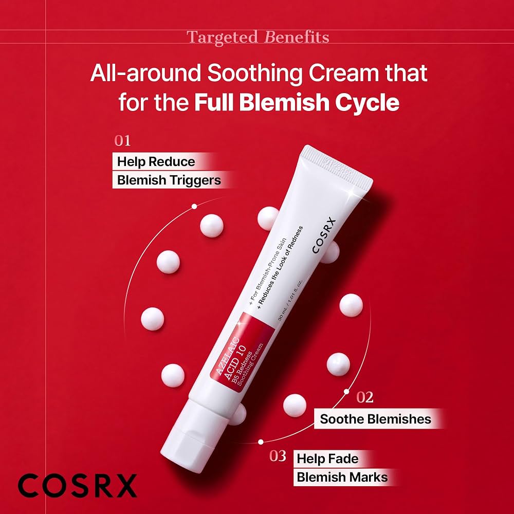Cosrx Azelaic Acid 10 B5 Redness Soothing Cream 30ml كريم كوسركس بحمض الأزيليك 10% وفيتامين B5 لتهدئة الاحمرار - Princess Cosmetics Qatar