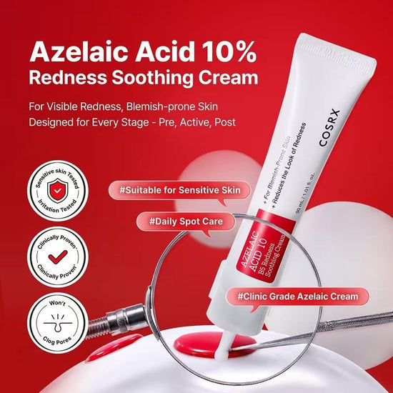 Cosrx Azelaic Acid 10 B5 Redness Soothing Cream 30ml كريم كوسركس بحمض الأزيليك 10% وفيتامين B5 لتهدئة الاحمرار - Princess Cosmetics Qatar
